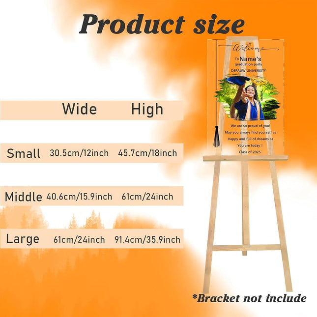 UUBAO Customized Welcome Sign for Graduation Party Personalized Acrylic Sign with Photo Name Class of 2025 Graduation Decor(Ink Wash)