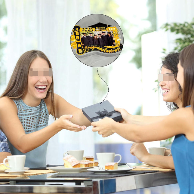 UUBAO Customized Graduation Plaque with Photo Crystal Desktop Keepsake Gift (Black and Gold)