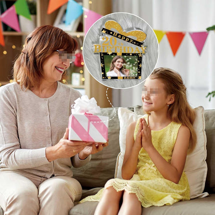 UUBAO Customized Birthday Gift Acrylic Plaque Custom Picture Crystal Desktop Keepsake Gift Birthday Decorations(Yellow)