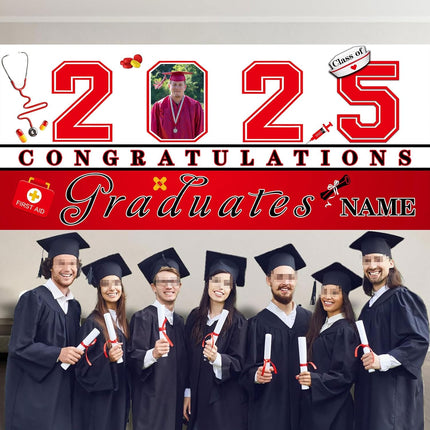 UUBAO Custom Nurse/Medical Students Graduation Garage Door Banner Cover Personalized Class of 2025 Congrats Grad Party Backdrop