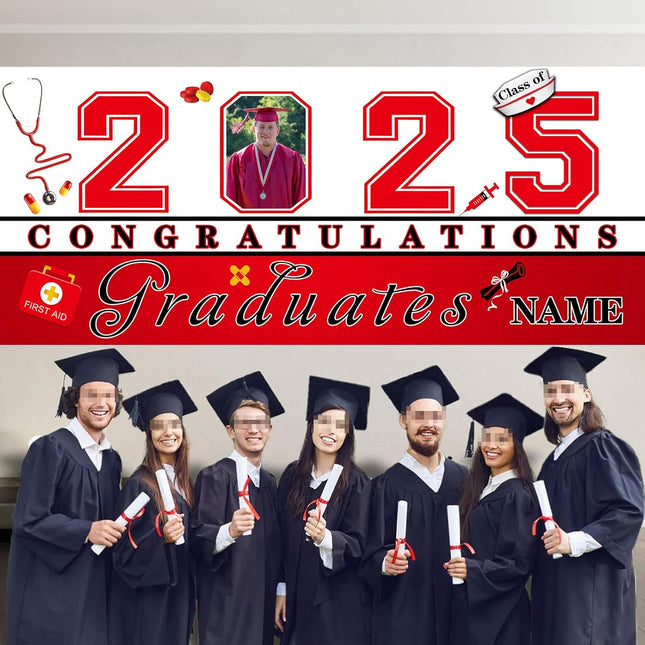 UUBAO Custom Nurse/Medical Students Graduation Garage Door Banner Cover Personalized Class of 2025 Congrats Grad Party Backdrop