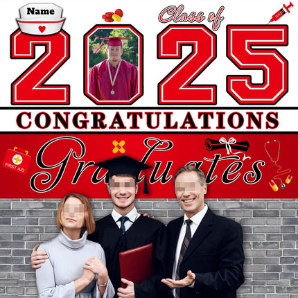 UUBAO Custom Nurse/Medical Students Graduation Party Decorations 2025 Personalization Congrats Grad Backdrop Banner