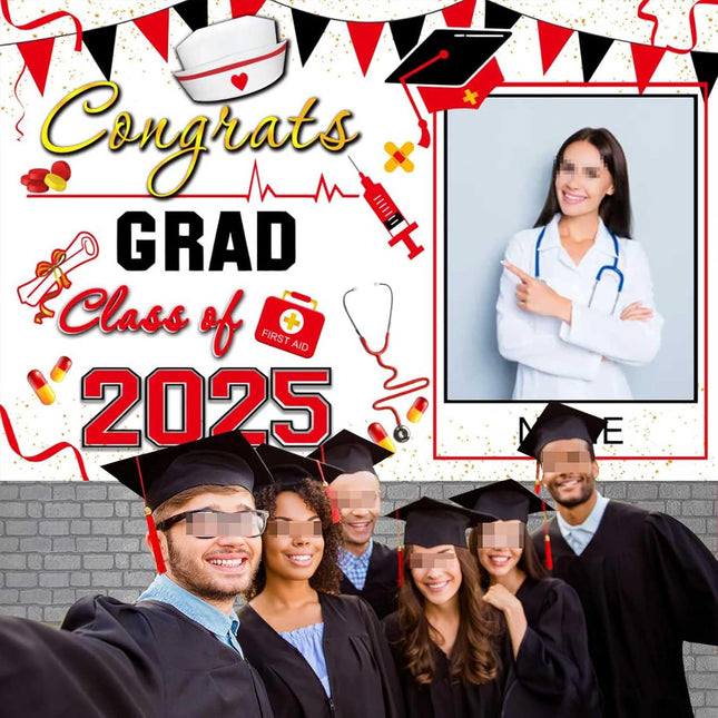 UUBAO Custom Nurse/Medical Students Graduation Party Decorations 2025 Personalization Congrats Grad Backdrop Banner
