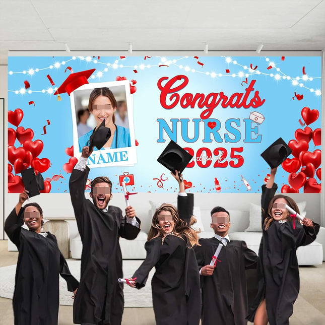 UUBAO Custom Nurse/Medical Students Graduation Garage Door Banner Cover Personalized Class of 2025 Congrats Grad Party Backdrop