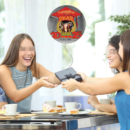 UUBAO Customized Graduation Plaque with Photo Crystal Desktop Keepsake Gift (Red)