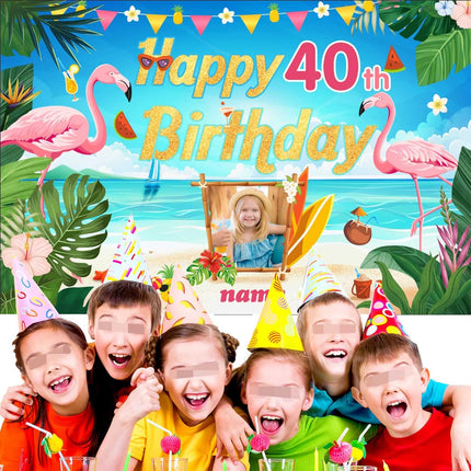UUBAO Custom Flamingo Theme Birthday Decorations Banner Personalized Fabric Banner for Birthday Party Supplies