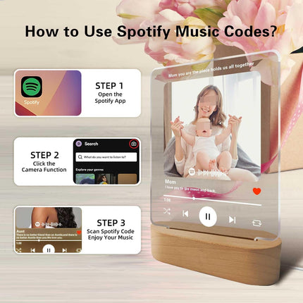 UUBAO Customized Acrylic LED Night Light Lamp Personalized Mother's Day Gifts Plaque Gifts Custom Photo for Mom