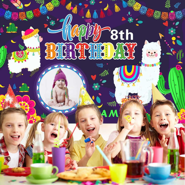 UUBAO Custom Llama Cactus Happy Birthday Party Decorations Supplies Personalized Backdrop Banner