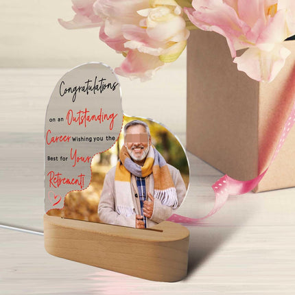 UUBAO Customized Acrylic Night Light Gifts Personalized Acrylic LED Night Light Lamp Anniversary Custom Photo Gifts for Retiree