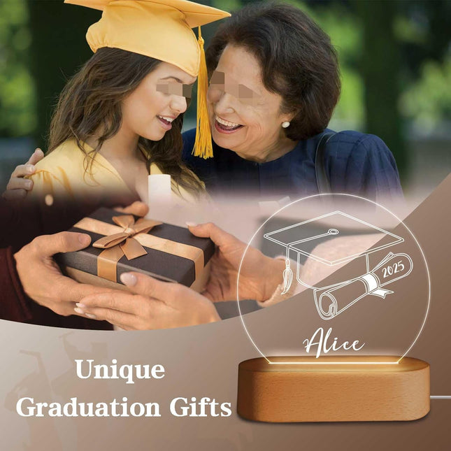 UUBAO Personalized Graduation Lamp Gifts for Her or Him Class of 2025 Custom Name College & Year Congrats Grad 3D Illusion Night Light Decoration for High School Graduation or University (Scroll)