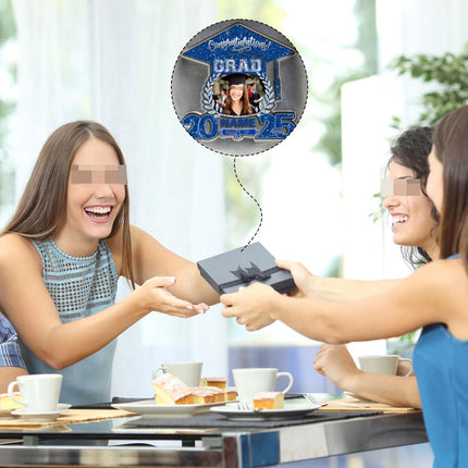 UUBAO Customized Graduation Plaque with Photo Crystal Desktop Keepsake Gift (Blue and Silver)