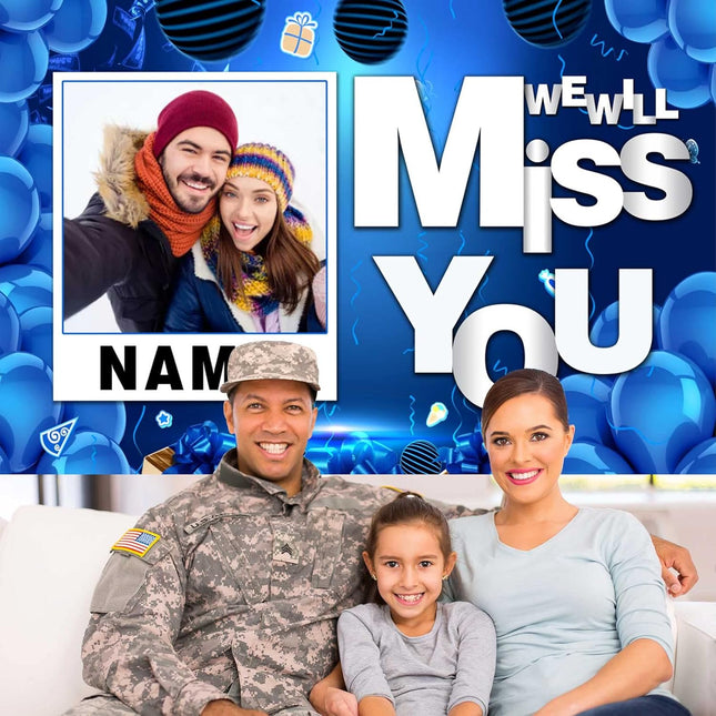 UUBAO Custom We Will Miss You Decorations Banner,Farewell Going Away Party Decorations for Anniversary Retirement Graduation Party(Navy Blue)