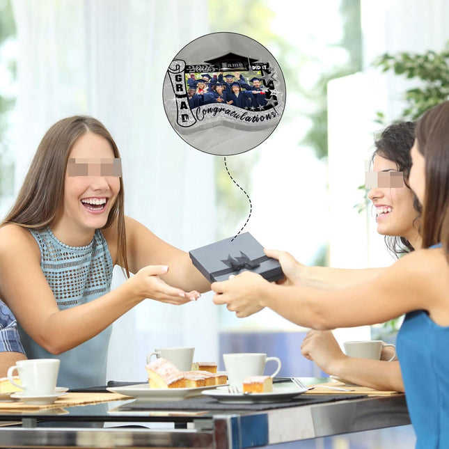 UUBAO Customized Graduation Plaque with Photo Crystal Desktop Keepsake Gift (Black and Silver)