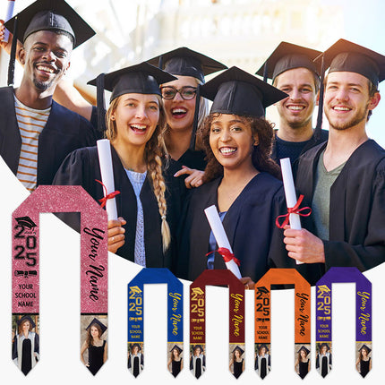 UUBAO Personalized Graduation Stole Class of 2025 Custom Academic Ceremony Shawl for Graduations Formal Events(Pink)