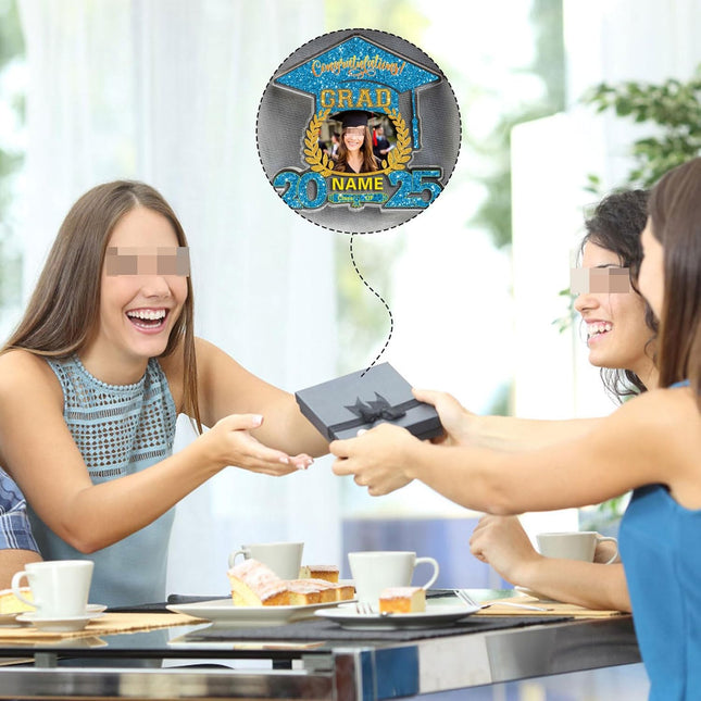 UUBAO Customized Graduation Plaque with Photo Crystal Desktop Keepsake Gift (Sky Blue)