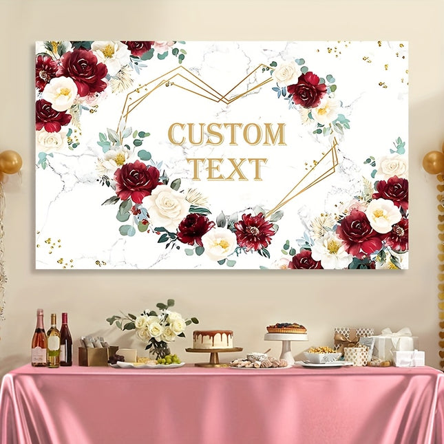 UUBAO Custom Floral Banner for Bridal Shower with Text Personalized Photography Background Couple Wedding Party Decorations