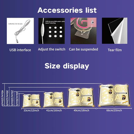 UUBAO Personalized Graduation Gift Neon Signs Congrats Grad LED Light Signs with Photo 2025 Party Backdrop Light Sign Decor (Yellow)