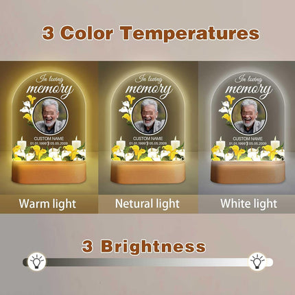 UUBAO Personalized Memorial Gift Photo Night Light Customized Light Up Acrylic Plaque Lamp Sympathy Bereavement Remembrance Gift(Flower)