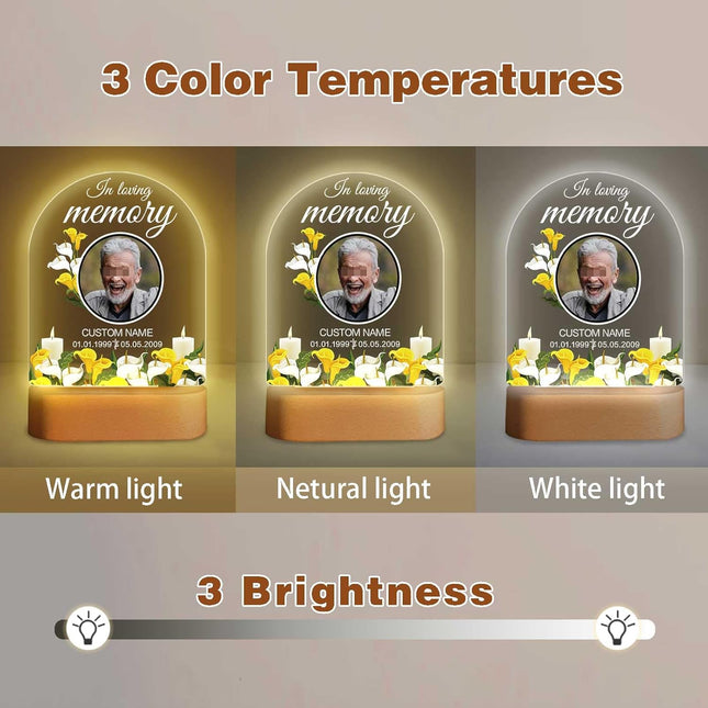 UUBAO Personalized Memorial Gift Photo Night Light Customized Light Up Acrylic Plaque Lamp Sympathy Bereavement Remembrance Gift(Flower)