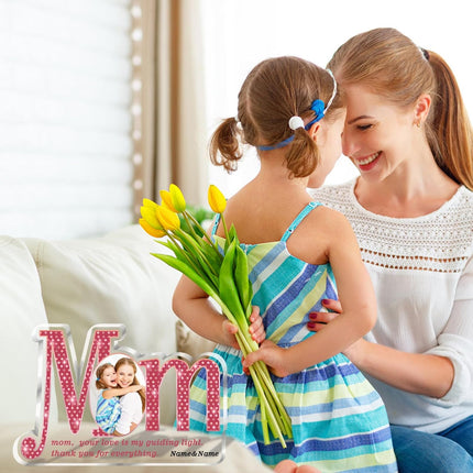 UUBAO Custom Mother's Day Personalized Acrylic Plaque With Photos Name Gifts for Mom Heart (Rose Gold)