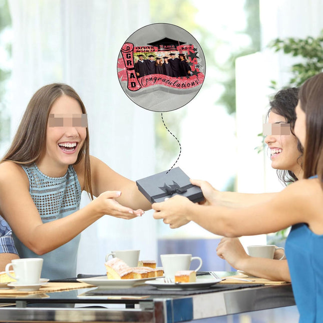 UUBAO Customized Graduation Plaque with Photo Crystal Desktop Keepsake Gift (Pink)