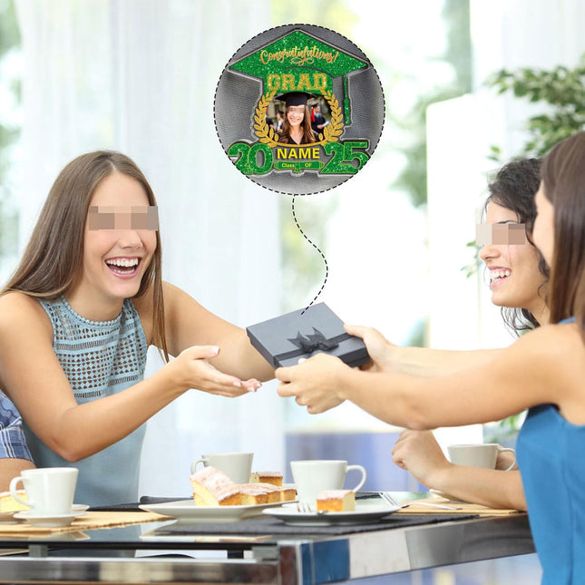 UUBAO Customized Graduation Plaque with Photo Crystal Desktop Keepsake Gift (Dark Green)