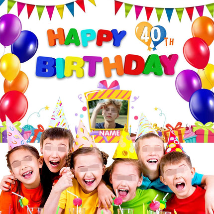 UUBAO Custom Colorful Happy Birthday Decoration Banner Personalized with Photos and Names