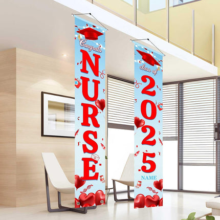 UUBAO Custom Nurse/Medical Students Graduation Party Decorations 2025 Porch Sign Banner Large Congrats Grad Door Banner