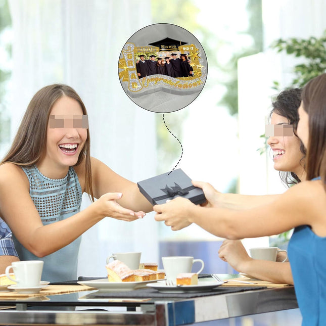UUBAO Customized Graduation Plaque with Photo Crystal Desktop Keepsake Gift (Champagne)