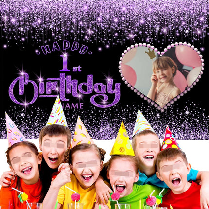 UUBAO Custom Happy Birthday Backdrop Personalization Glitter DiamondBanner for Girls Women(Purple)