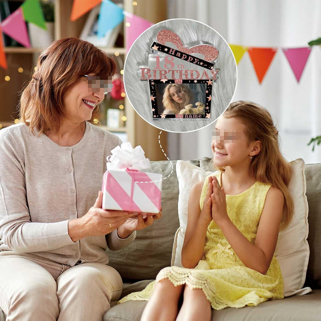 UUBAO Customized Birthday Gift Acrylic Plaque Custom Picture Crystal Desktop Keepsake Gift Birthday Decorations(Pink)