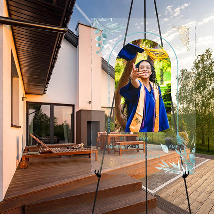 UUBAO Customized Welcome Sign for Graduation Party Personalized Acrylic Sign with Photo Name Class of 2025 Graduation Decor(Blue)