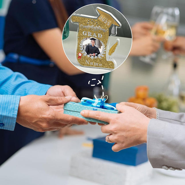 UUBAO Personalized Graduation Gift Class of 2025 Desk Paperweight Farewell Memorial Decorative Signs Plaques with Photo (Champagne)