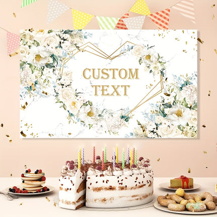 UUBAO Custom Floral Banner for Bridal Shower with Text Personalized Photography Background Couple Wedding Party Decorations