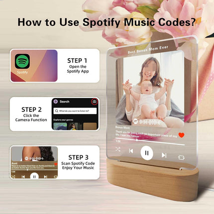 UUBAO Customized Acrylic LED Night Light Lamp Personalized Mother's Day Gifts for Bonus Mom