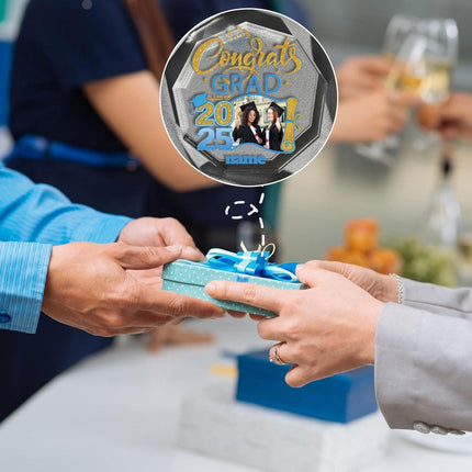 UUBAO Personalized Graduation Gift Class of 2025 Desk Paperweight Farewell Memorial Decorative Signs Plaques with Photo (Sky Blue)