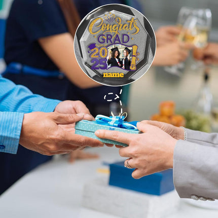 UUBAO Personalized Graduation Gift Class of 2025 Desk Paperweight Farewell Memorial Decorative Signs Plaques with Photo (Purple)