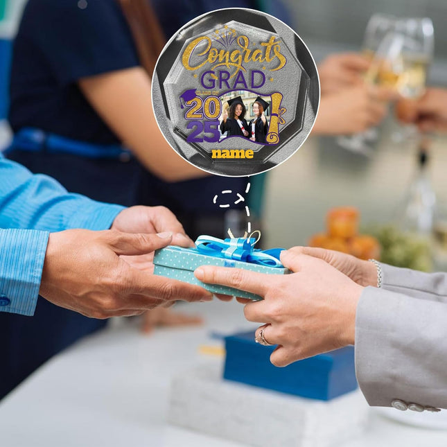 UUBAO Personalized Graduation Gift Class of 2025 Desk Paperweight Farewell Memorial Decorative Signs Plaques with Photo (Purple)