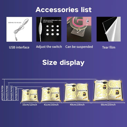 UUBAO Personalized Graduation Gift Neon Signs Congrats Grad LED Light Signs with Photo 2025 Party Backdrop Light Sign Decor (Black and Gold)