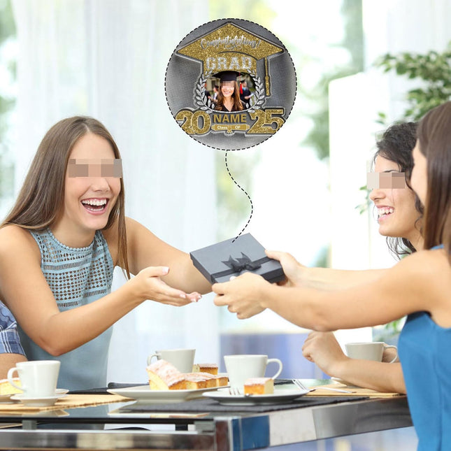 UUBAO Customized Graduation Plaque with Photo Crystal Desktop Keepsake Gift (Champagne)