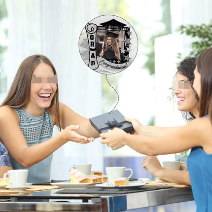 UUBAO Customized Graduation Plaque with Single Picture Custom Picture 2025 Congrats Grad Crystal Desktop Farewell Keepsake Gift (Black and Silver)