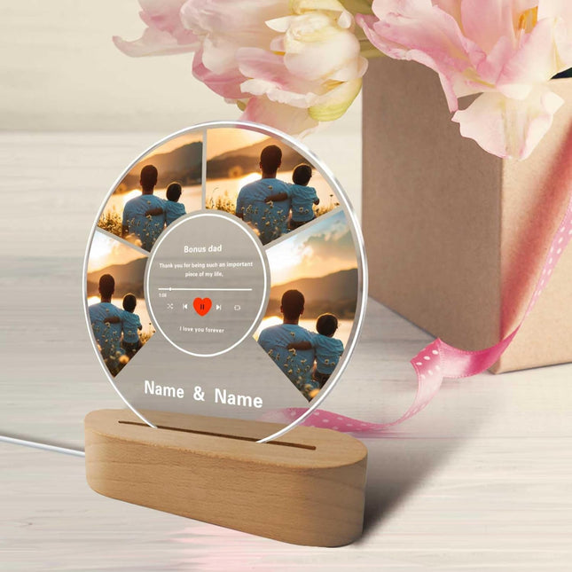 UUBAO Customized Acrylic Night Light Gift Personalized Father's Day Gift Custom Photo Name For Bonus Dad