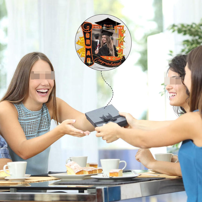 UUBAO Customized Graduation Plaque with Single Picture Custom Picture 2025 Congrats Grad Crystal Desktop Farewell Keepsake Gift (Orange)