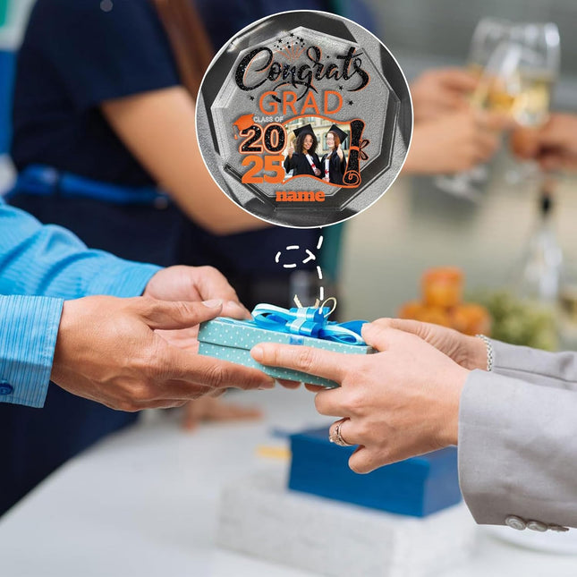 UUBAO Personalized Graduation Gift Class of 2025 Desk Paperweight Farewell Memorial Decorative Signs Plaques with Photo (Orange)