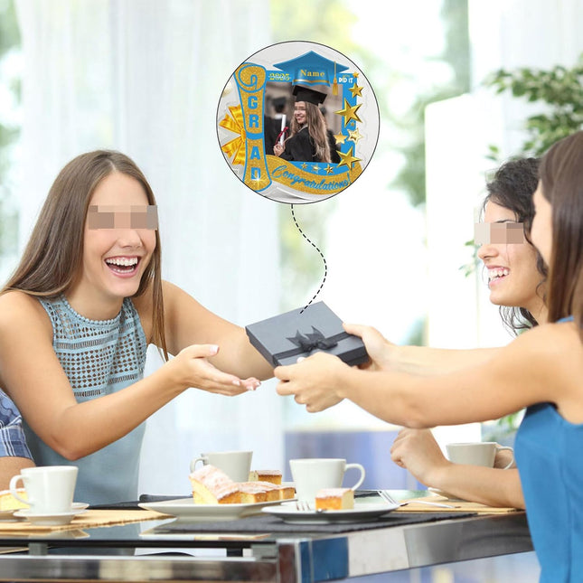 UUBAO Customized Graduation Plaque with Single Picture Custom Picture 2025 Congrats Grad Crystal Desktop Farewell Keepsake Gift (Sky Blue)