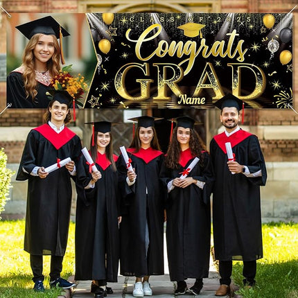 UUBAO Custom Graduation Party Decorations Personalization Banner Class of 2025 Backdrop (Yellow）