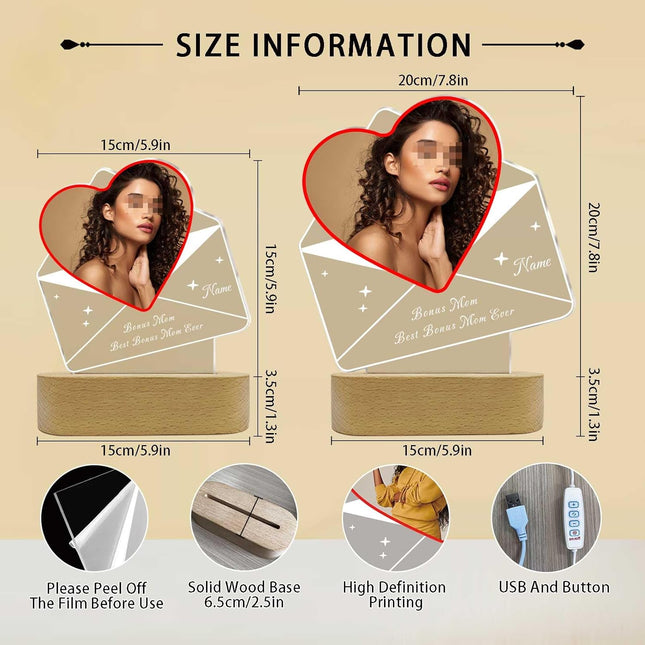 UUBAO Customized Acrylic Night Light Gifts Personalized Mother's Day Gifts Custom Photo for Bonus Mom