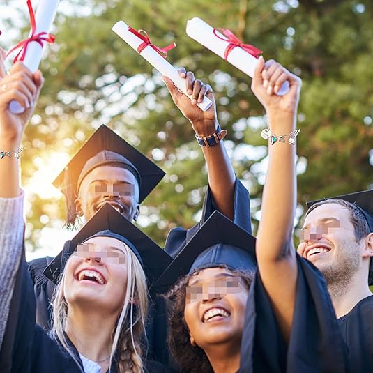 UUBAO Custom Graduation Bracelet 2025 Personalized Engraved Name High School College Graduation Gifts, Senior Graduate Crystal Heart Charm Bracelet Bangle