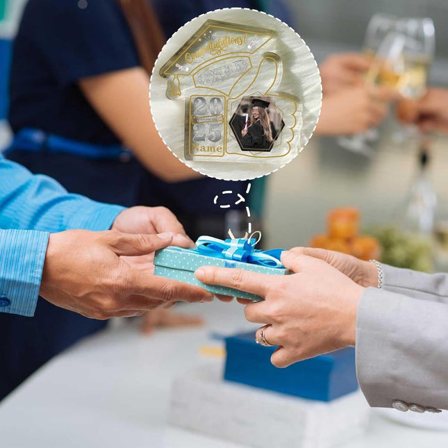 UUBAO Personalized Graduation Decorative Signs Plaques Class of 2024 Desk Paperweight Farewell Memorial Gift with Photo(Champagne)