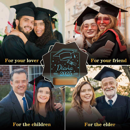 UUBAO Personalized Graduation Lamp Gifts for Her or Him Class of 2025 Custom Name College & Year Congrats Grad 3D Illusion Night Light Decoration for High School Graduation or University (Scroll)